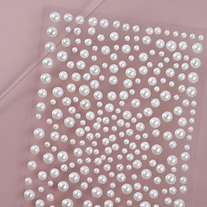 1/3/5 Sheet 3D White Pearl Eyes Face Tattoo Self Adhesive 3D Face Gem Jewels Eyeshadow Stickers Round Pearls Makeup Rhineston