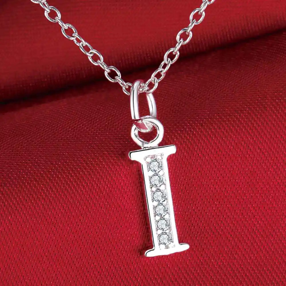 26 Letters 925 Sterling Silver Necklace Pendant Zircon For Women Exquisite Student Girlfriend Jewelry Accessories Wedding Gif