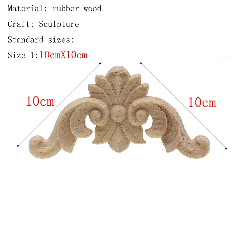 1Pc Unique Natural Floral Wood Carved Wooden Figurines Crafts Corner Appliques Frame Wall Door Furniture Woodcarving Decorati