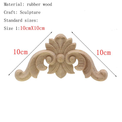 1Pc Unique Natural Floral Wood Carved Wooden Figurines Crafts Corner Appliques Frame Wall Door Furniture Woodcarving Decorati