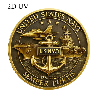2D UV 1775-2025 250th Anniversary Gold Plated Collection Coin United States Semper Fortis Souvenir Coin