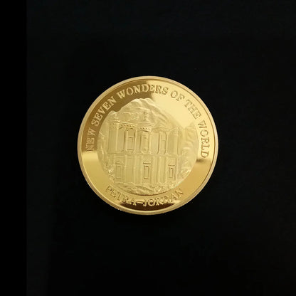 Seven Wonders of The World Coin Collection Gold-plated Commemorative Badge Travel Collection Coin - B