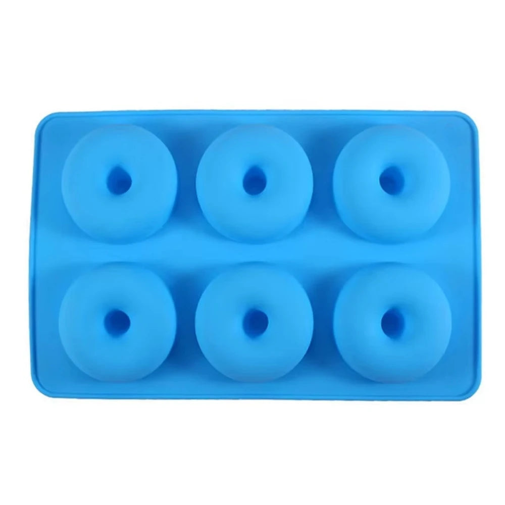 Heat Resistant Silicone Donut Mold for 6 Doughnuts Food Grade Silicone Bagels Pan for Baking Non Stick Mini Cupcake Mould - B