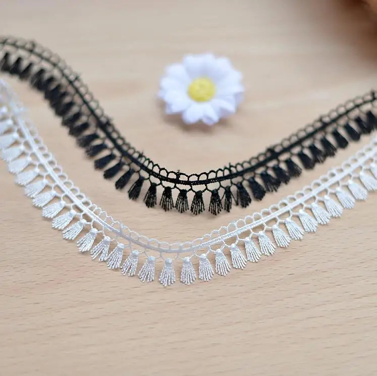 Lace Trim, Handmade Black White Lace Trim, 1 Yard Wide for Sewing, Vintage Style Trim for Scrapbooking, DIY Crafts and Embell