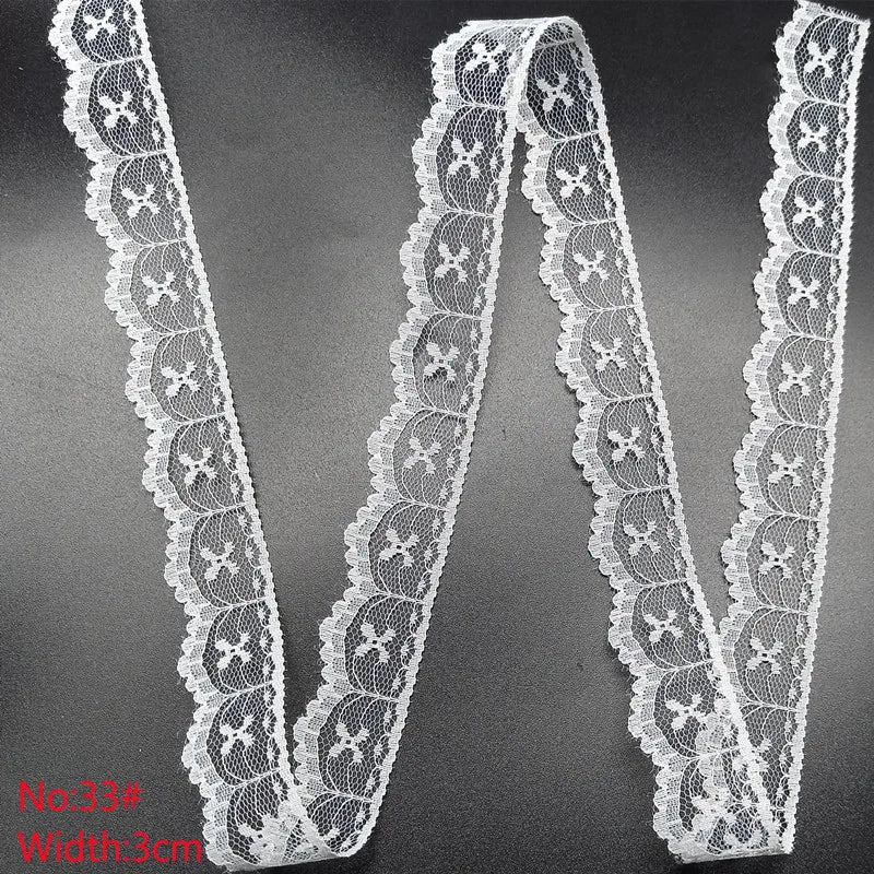 10 Yards 38 Kinds of White Lace Ribbon African Lace Fabric DIY Webbing Decoration Gifts Packing Sewing Clothes Material Craft
