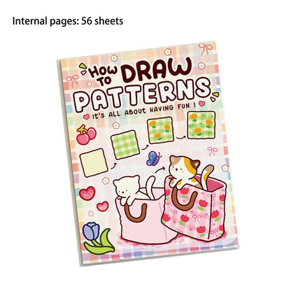 How to draw easy patterns，guide detailed steps for students to draw cartoon patterns，coloring book，notes