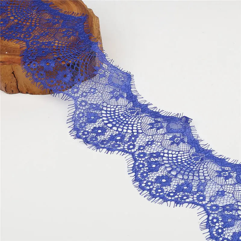 14 colors (3 yards / roll) Embroidered Lace Net Ribbon Fabric Trim DIY Sewing Handmade Craft Materials - Royal blue
