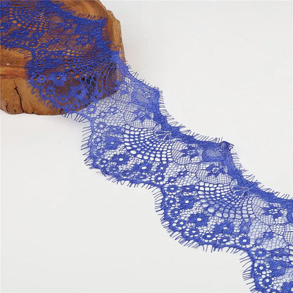 14 colors (3 yards / roll) Embroidered Lace Net Ribbon Fabric Trim DIY Sewing Handmade Craft Materials - Royal blue