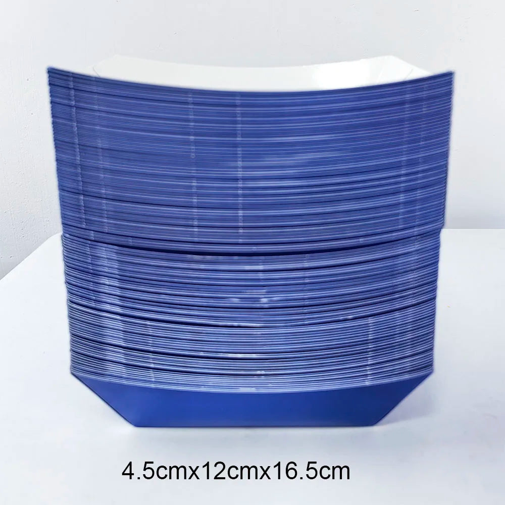 6/12/24 Solid Color Paper Food Trays Disposable Food Boat Black White Blue Yellow Popcorn Box Baby Showe Birthday Party Suppl