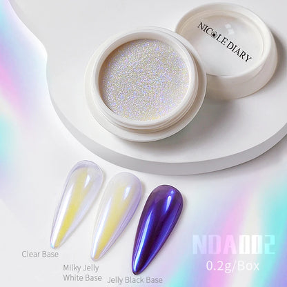 NICOLE DIARY Aurora Nail Powder Pigment Pearl Metallic Rubbing Dust Chameleon Effect Nail Art Glitter Manicure Decoration