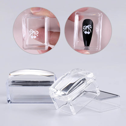Square Nails Art Stamping Plates Kit French Manicure Transparent Silicone Polish Stencil Template Seal Stamper Scraper Nail T