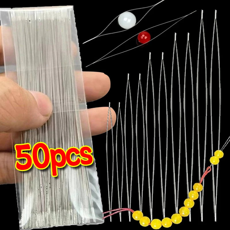 Beading Needles Pins Open Curved Big Eye Needle for Beads Bracelet DIY Jewelry Making Tools Handmade Craft Beaded Threading P