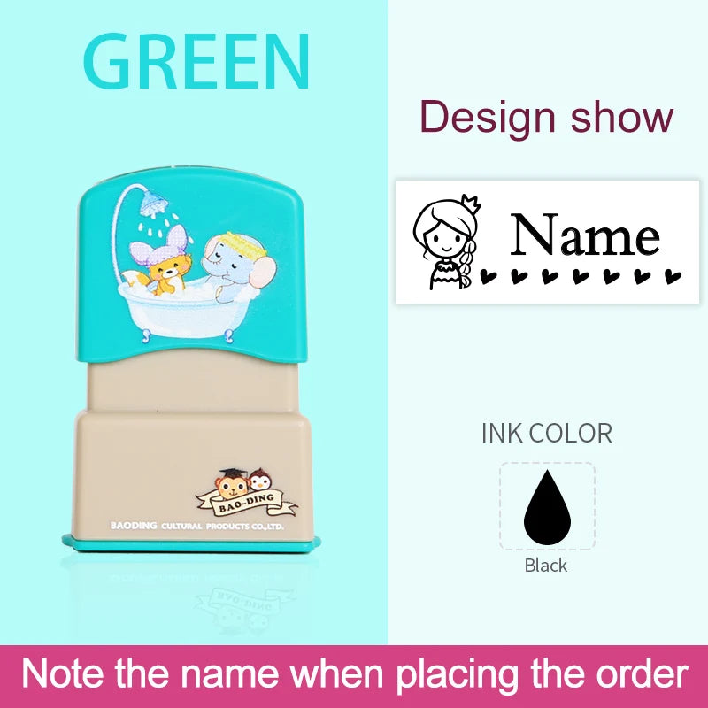 Personalized Kids Name Stamp-Custom Waterproof Seal Stamps for School,Durable Non-Fading Ink, Travel Case & Educational Tools