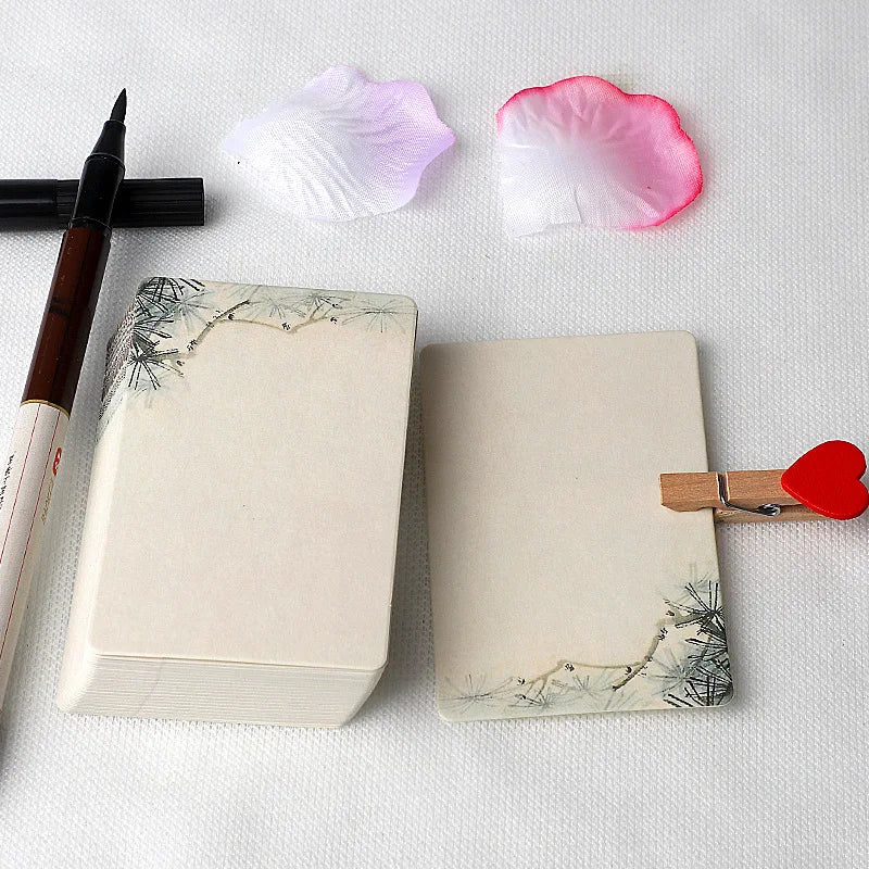 20/40Pcs Blank Greeting Cards, Chinese Style Paper, White Kraft, Small, Floral, DIY Crafts - C / 40Pcs