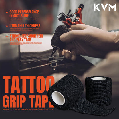 1/5/10/20Pcs Black Tattoo Grip Bandage Anti-slip Athletic Nonwoven Disposable Waterproof Self-adhesive Elastic Tattoo Bandage
