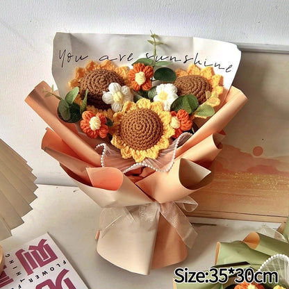 Graduation Bouquet Artificial Crochet Bouquets Hand-woven Flower Bouquet Gifts Teacher's Day Graduation Gift Flowers - S26
