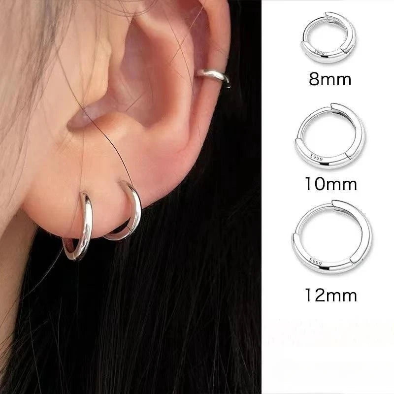 3Pair Stainless Steel Minimalist Huggie Hoop Earrings for Women Gold Color Tiny Round Circle 8/10/12mm Punk Unisex Rock Earri