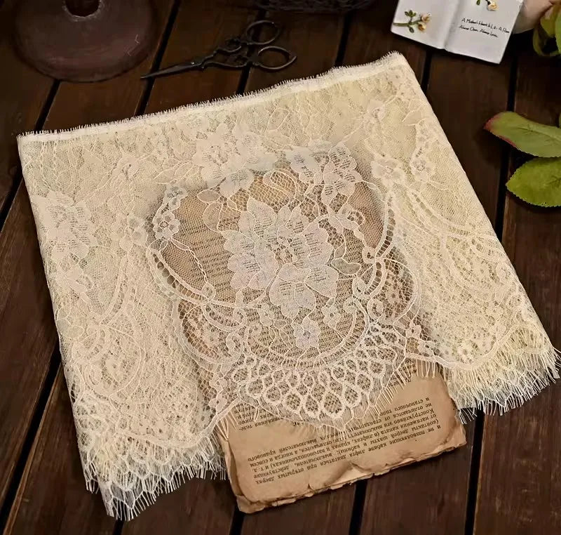 26cm Wide Eyelashes Lace Trim DIY Handmade Decoration Clothing Wedding Dress Lace Skirt Sleeve Accessories Fabric - light apr