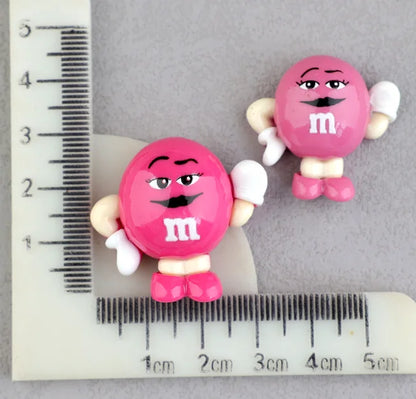20pcs/lot Kawaii Funny M Beans Flatback Resin Cabochon Scrapbooking Crafts Fit Phone Deco Parts DIY Hair Bows Accessories