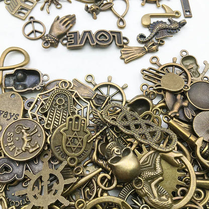 Vintage Color Mixed 20/30/50pcs Multi Styles Random Antique Bronze Charms Pendant Beads Handmade For DIY Jewelry Making Findi
