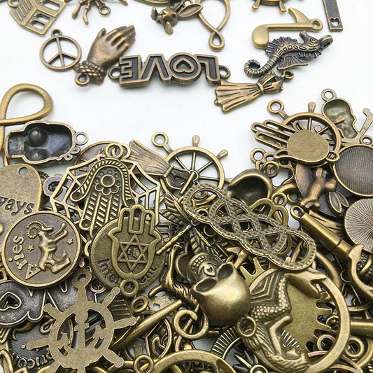 Vintage Color Mixed 20/30/50pcs Multi Styles Random Antique Bronze Charms Pendant Beads Handmade For DIY Jewelry Making Findi