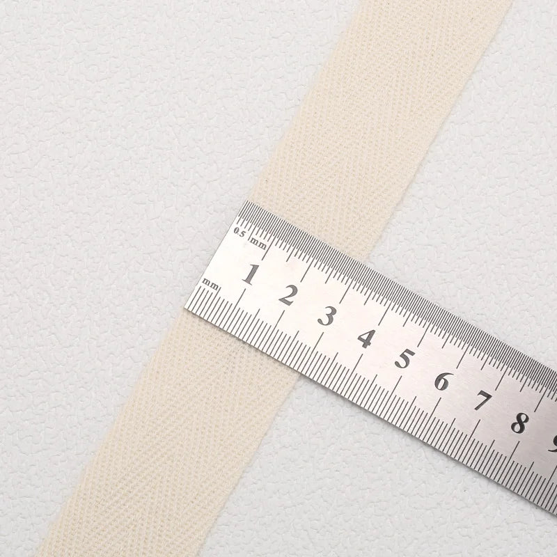 5yards 10/15/20/25/30/40/50mm Cotton Herringbone Webbing Tape Beige/White/Black High Tenacity Twill Binding Ribbon For Garmen