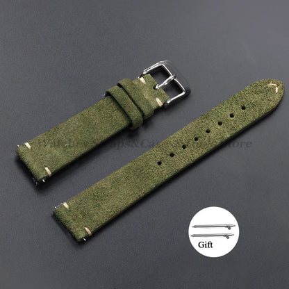 Vintage Genuine Suede Leather Watchband 14mm 16mm 18mm 20mm 22mm for Omega for Seiko Handmade Bracelet Quick Release Watch St