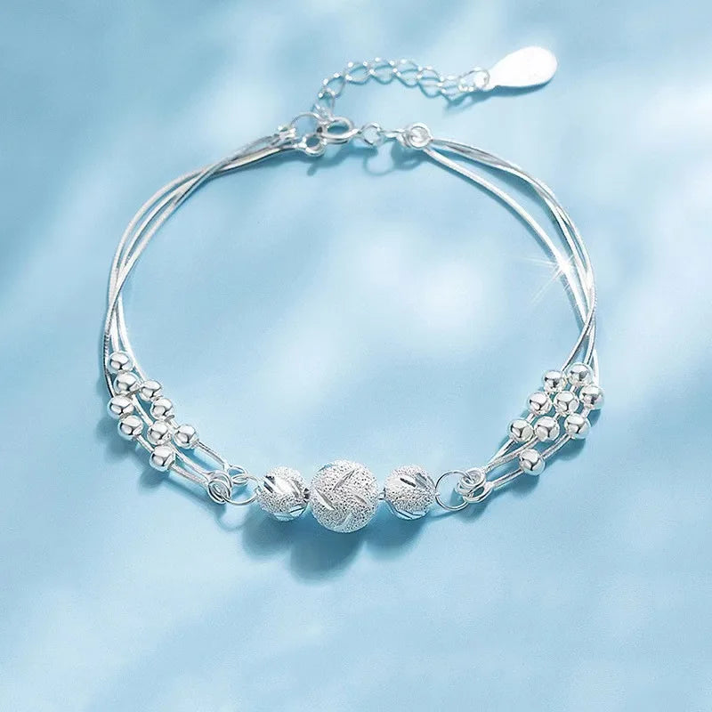 6Pcs 925 Sterling Silver Rhinestone Bracelets for Women Girls Luxury Korean Sparkling Starry Sky Charm Bracelets Party Jewelr