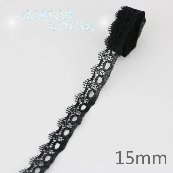(10 yards/roll) Black lace fabric ribbon Webbing Decoration Lovely gift packing Material - 17