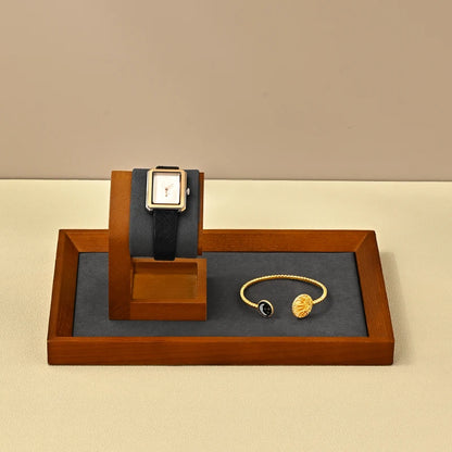 WoodTen Solid Wood Watches Display Stands Base Watch Necklace Bracelet Organizer Rack Bangle Scrunchie Headband Showcase Stan