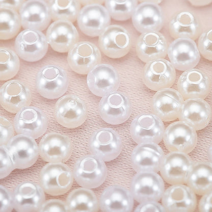 200pcs Perforated ABS Imitation Pearl Beads 4/5/6/8/10mm Round Spacer Beads for DIY Jewelry Making and Sewing Crafts