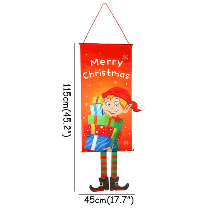 Merry Christmas Hanging Flag Porch Door Banner Santa Claus Snowman for Home Ornaments Door Decoration Supplies New Year Decor