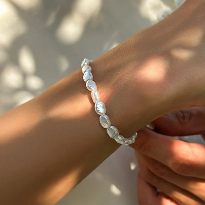 New Fashion Oval Imitation Pearl Chain Bracelet Necklace Men Women Handmade Classic Chain Beads Bracelet for Men Jewelry Set 