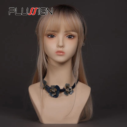 Mannequin Head With Small Shoulders Realistic Manikin Head With Pink Lipstick For Display And Styling For Wigs,Jewelry,Earrin