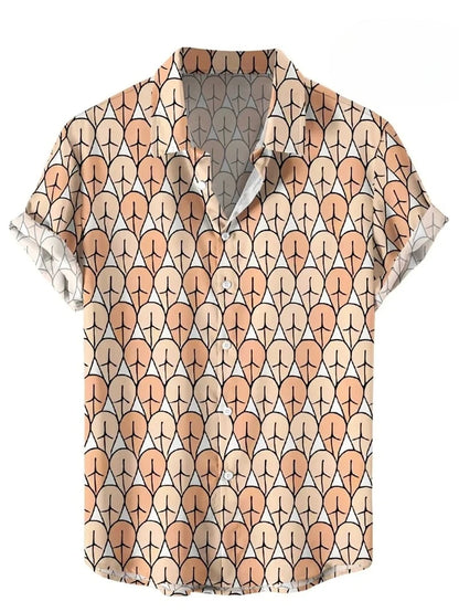Vintage Button Up Shirt Man 3d Map Printed Short Sleeve Hawaiian Shirt Lapel Men's Clothing Casual Fashion Tops Oversized Tsh