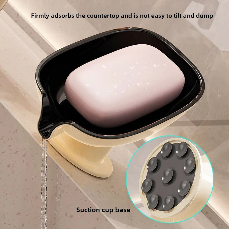 Soap Box Drain Free Punching Household Light Luxury Suction Cup SoapBox Toilet Countertop Soap Rack Bathroom Shelf