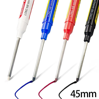 4-40Pcs White/Black/Blue/Red 45mm Deep Hole Marker Pens Long Nib Head Carpenter Pen Waterproof for Measuring Woodworking Offi