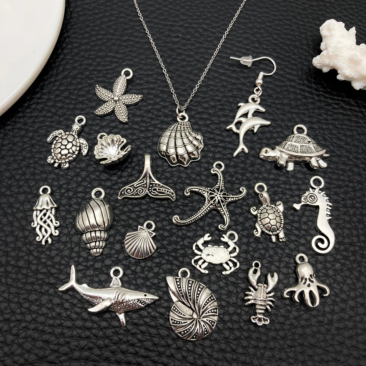 Mystic Ocean Charm Collection (20/50/100pcs) - Nautical DIY Jewelry Supplies in Aged Silver Finish