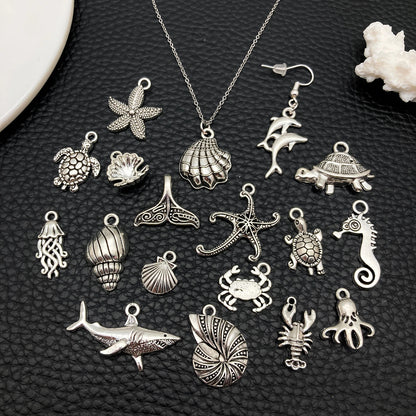 Mystic Ocean Charm Collection (20/50/100pcs) - Nautical DIY Jewelry Supplies in Aged Silver Finish