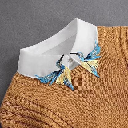 Fashion 2025 Front Tie White Fake Collar for Women Stand Detachable Collar Fake Girls Vintage Lace Ladies False Blouse Collar