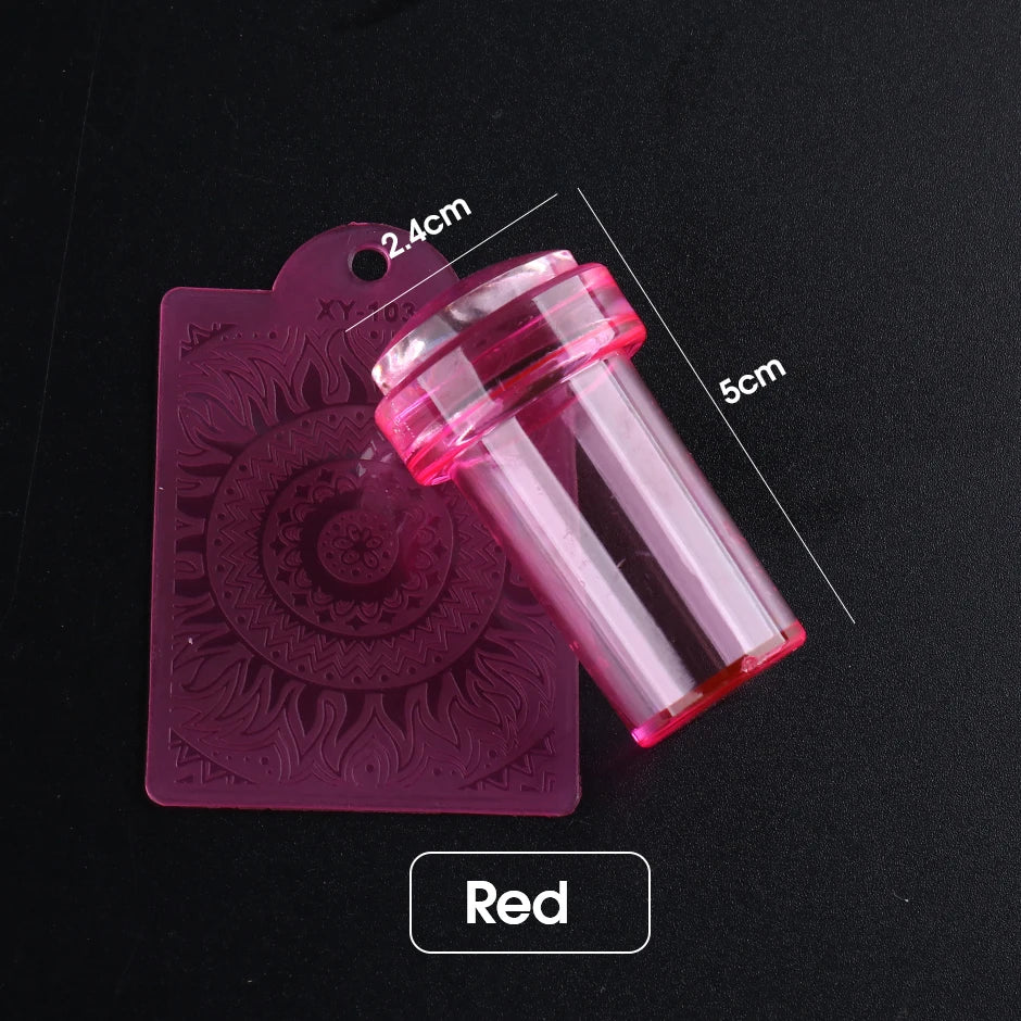 1pc Transparent Silicone Nail Art Stamping Kit French Design For Manicure Plate Stamp Polish Seal Two Side Stamper Scraper To