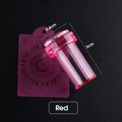 1pc Transparent Silicone Nail Art Stamping Kit French Design For Manicure Plate Stamp Polish Seal Two Side Stamper Scraper To