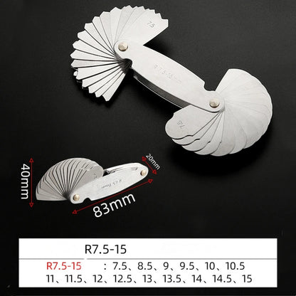 Measuring Tool for Radius Gauge 0.3-7mm High-Precision R-Gauge R7.5-15mm/R15.5-25mm/R25-50mm Arc Radius Measuring Tool Arc Ru