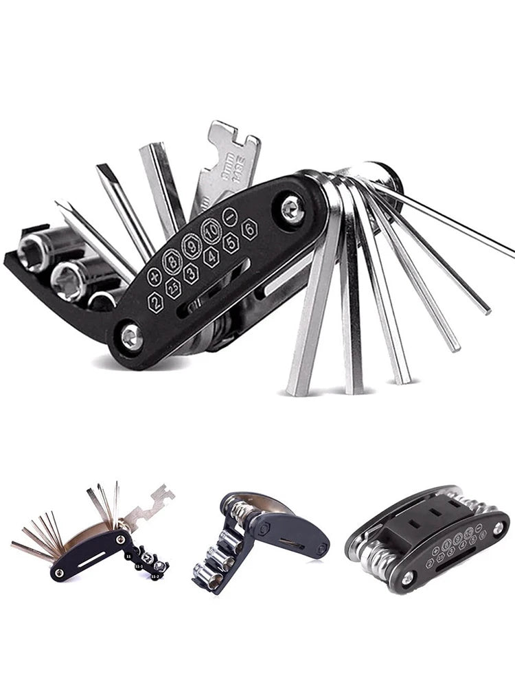 16 in 1 Portable Bicycle Repair Tools Kit Hex Wrench Nut Tire Screwdriver Motorcycle Bicycle Repair Tools - 16 in 1