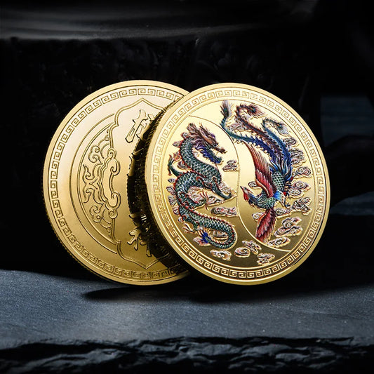 Souvenir Coin China Dragon and Phoenix Auspicious Commemorative Coin Collection