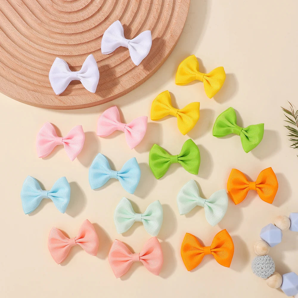 10/20/26/40pcs Random Color Bow Ribbon Hair Bow Clips Handmade Hairgripes Headwear Hairpins Baby Kids Hair Accessories
