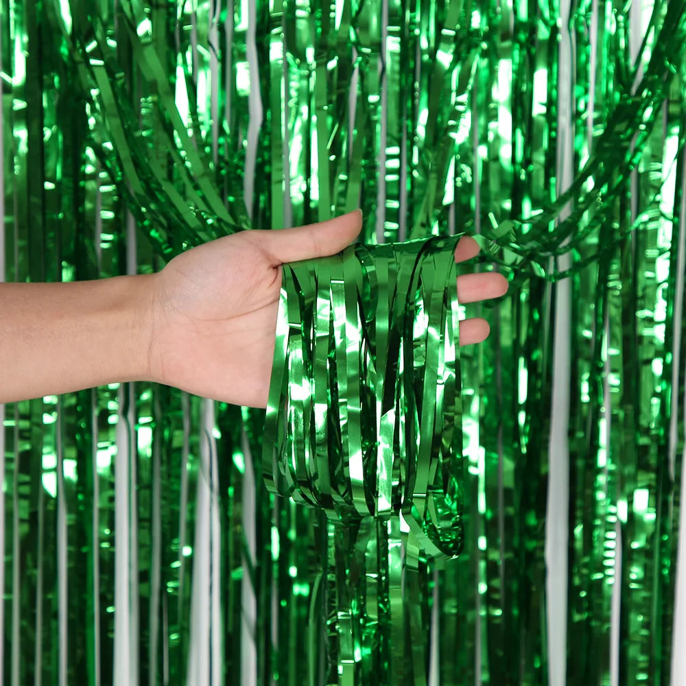 Metallic Tinsel Foil Fringe Curtains Photo Backdrop Glitter Streamers Foil Fringe Backdrop Curtain for Xmas Wedding Backgroun