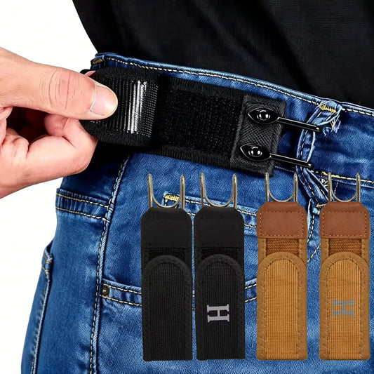 Adjustable Elastic Waistband Buckle with Magic Tape & Metal Hooks