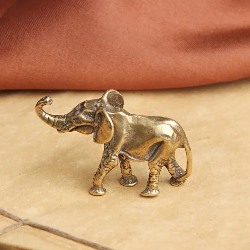 Antique Bronze Minature Elephant Figurines Tea Pet Table Ornament Decorations Solid Copper Animal Crafts Home Decor Living Ro