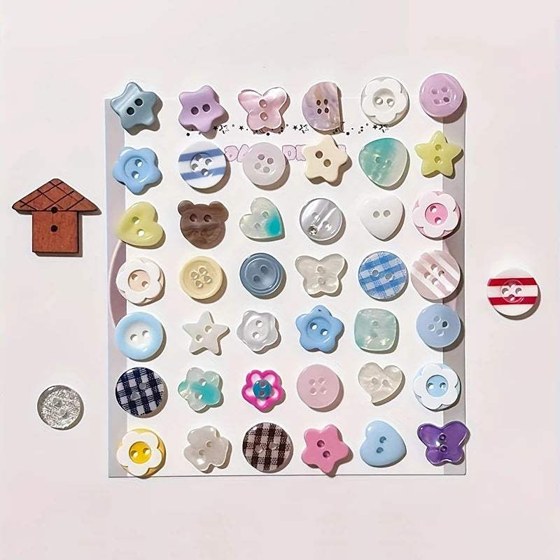 10-100pcs Korean style Cream Color Plastic Buttons Crafts DIY Scrapbooking Cute Sewing Button Apparel Accessories Randomly - 